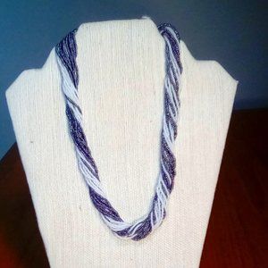 Gray white seed bead necklace
